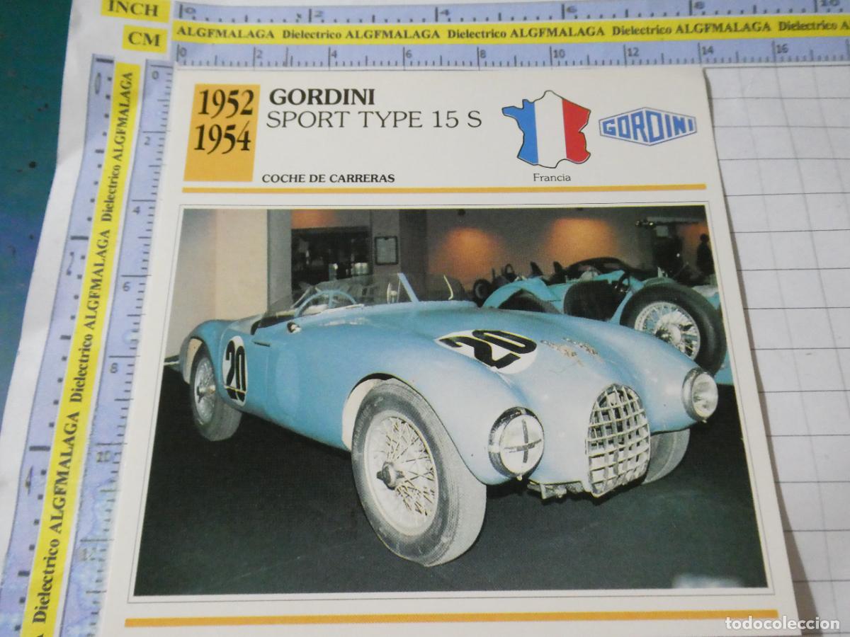 Coches y motocicletas: TARJETA FICHA T&Eacute;CNICA COCHES COLECCI&Oacute;N PLANETA AGOSTINI FRANCIA 1952 GORDINI SPORT TYPE 15S. 1119