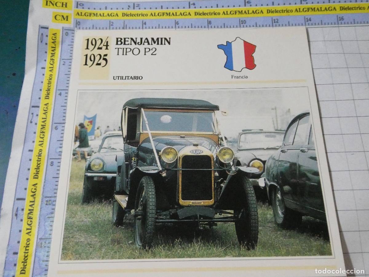 Coches y motocicletas: TARJETA FICHA T&Eacute;CNICA COCHES COLECCI&Oacute;N PLANETA AGOSTINI FRANCIA 1924 BENJAMIN TIPO P2. 1123