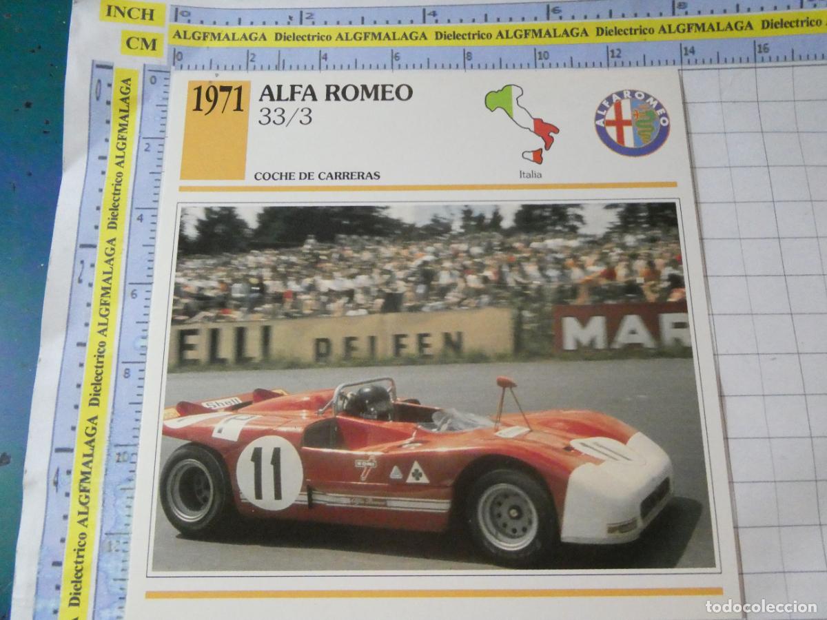 Coches y motocicletas: TARJETA FICHA T&Eacute;CNICA COCHES COLECCI&Oacute;N PLANETA AGOSTINI ITALIA 1971 ALFA ROMEO 33/3 1130