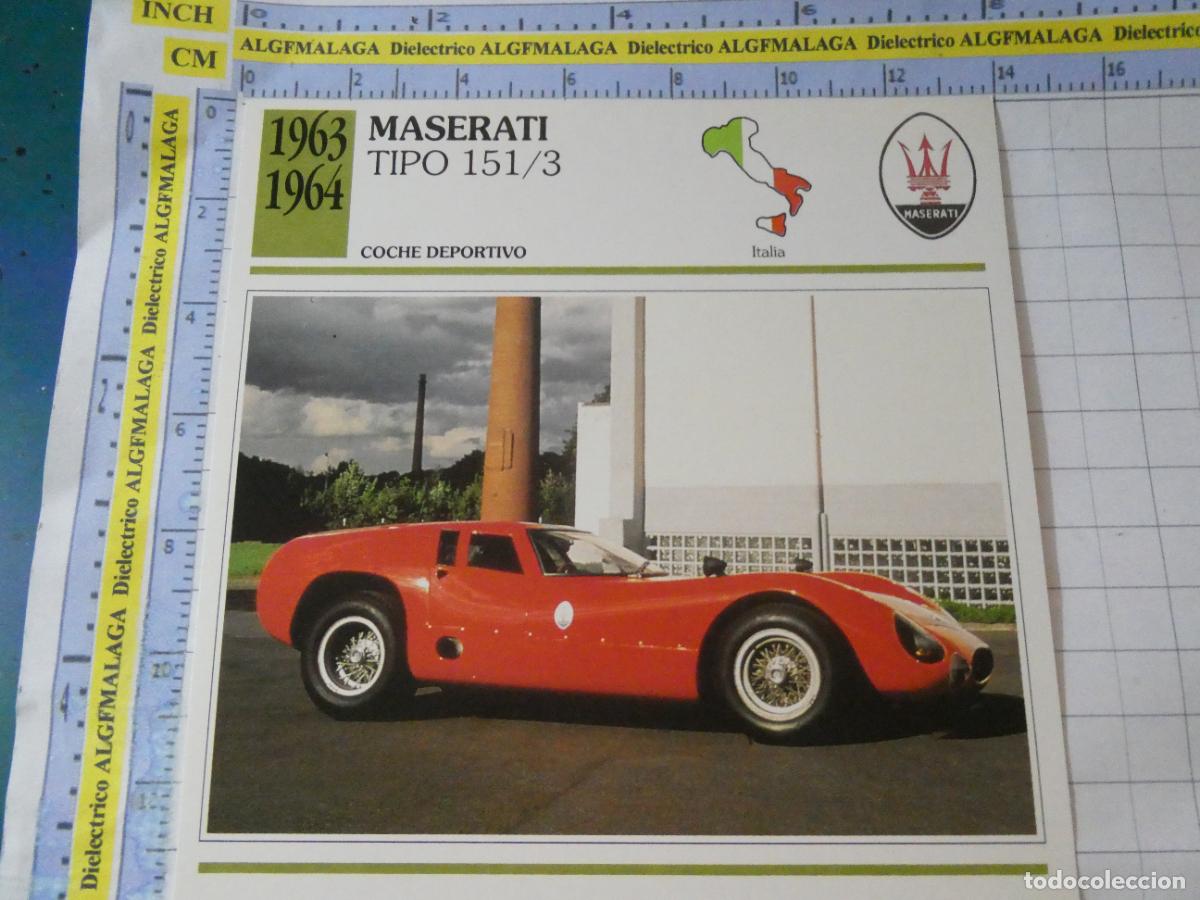 Coches y motocicletas: TARJETA FICHA T&Eacute;CNICA COCHES COLECCI&Oacute;N PLANETA AGOSTINI ITALIA 1963 MASERATI TIPO 151/3 1131