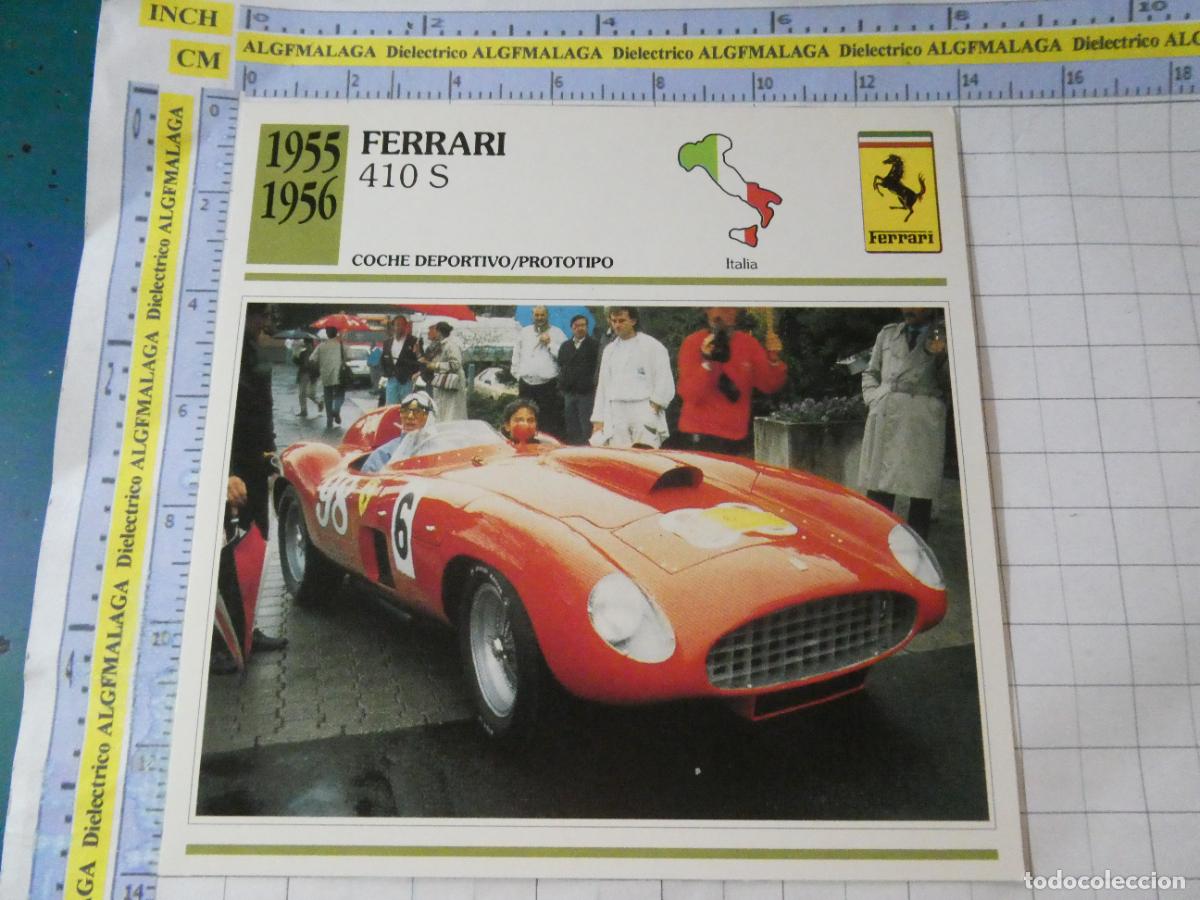 Coches y motocicletas: TARJETA FICHA T&Eacute;CNICA COCHES COLECCI&Oacute;N PLANETA AGOSTINI ITALIA 1955 FERRARI 410 S 1136