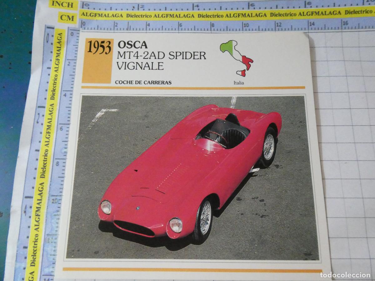 Coches y motocicletas: TARJETA FICHA T&Eacute;CNICA COCHES COLECCI&Oacute;N PLANETA AGOSTINI ITALIA 1953 OSCA MT4-2AD SPIDER 1144