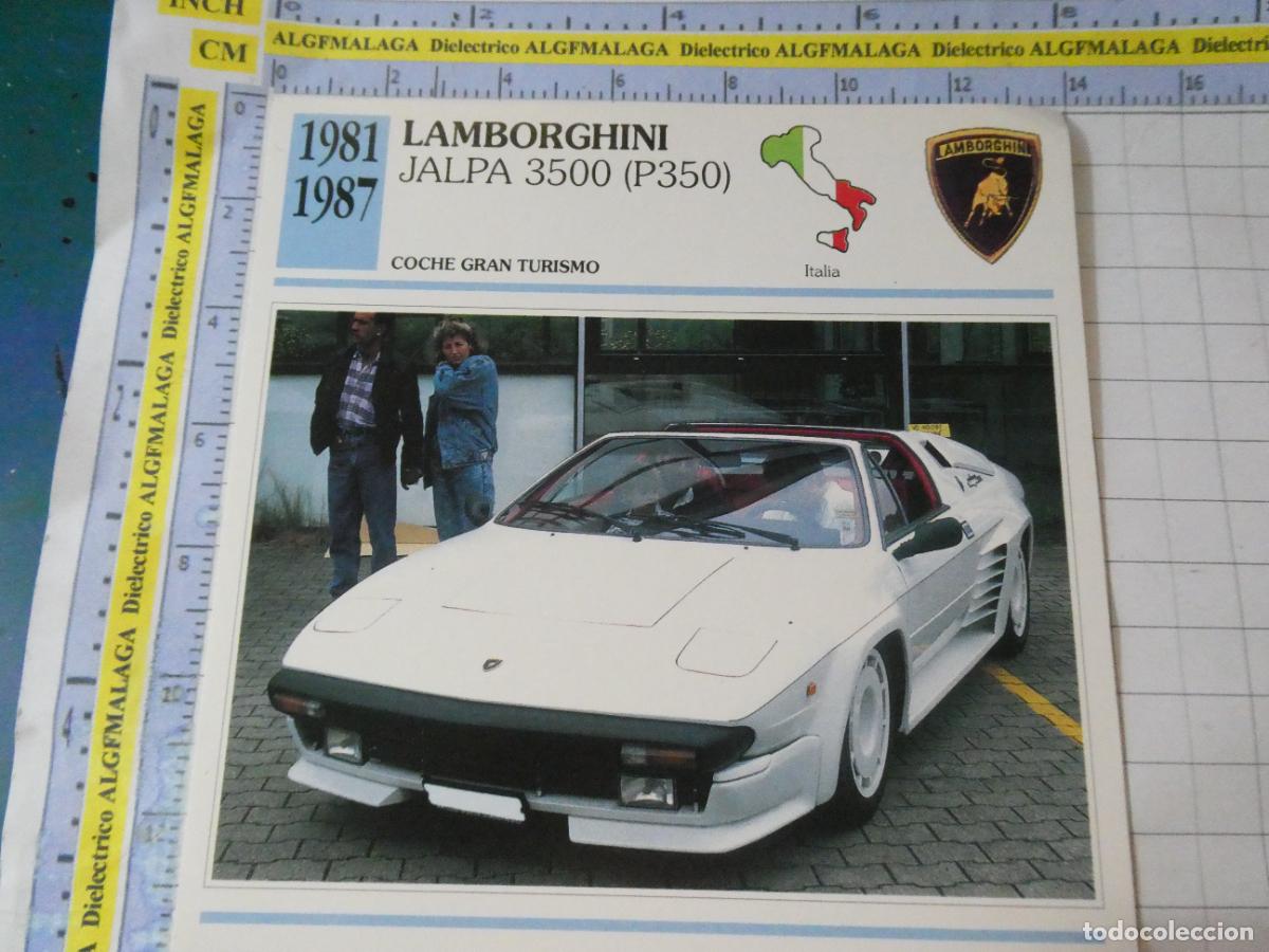 Coches y motocicletas: TARJETA FICHA T&Eacute;CNICA COCHES COLECCI&Oacute;N PLANETA AGOSTINI ITALIA 1981 LAMBORGHINI JALPA 3500 1150