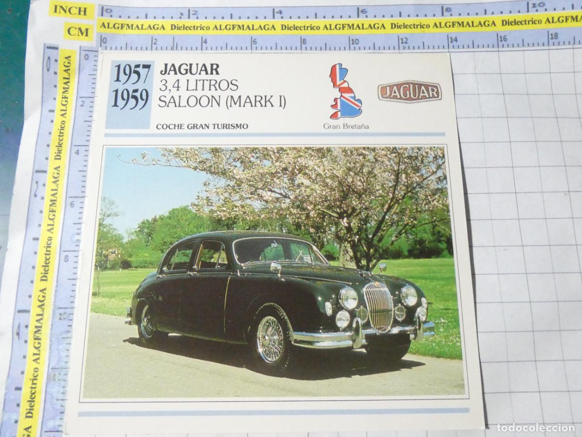 Cars and Motorcycles: TARJETA FICHA T&Eacute;CNICA COCHES COLECCI&Oacute;N PLANETA AGOSTINI REINO UNIDO 1957 JAGUAR SALOON 1156