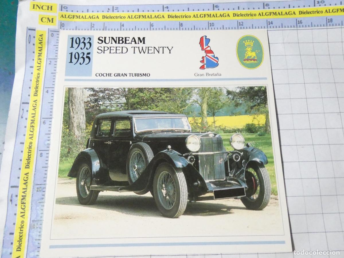 Coches y motocicletas: TARJETA FICHA T&Eacute;CNICA COCHES COLECCI&Oacute;N PLANETA AGOSTINI REINO UNIDO 1933 SUNBEAM SPEED TWENTY 1157