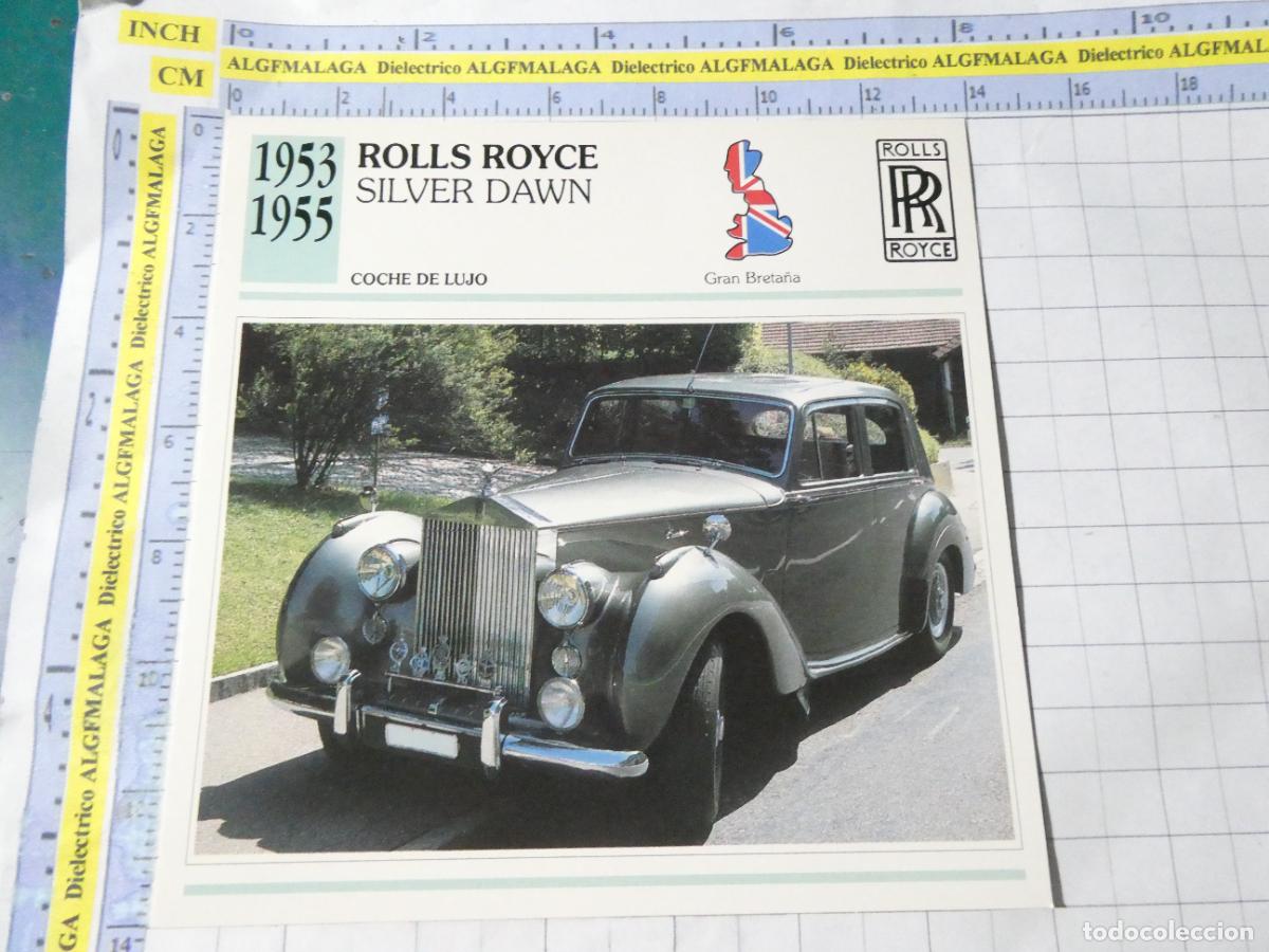 Coches y motocicletas: TARJETA FICHA T&Eacute;CNICA COCHES COLECCI&Oacute;N PLANETA AGOSTINI REINO UNIDO 1953 ROLLS ROYCE SILVER DAW 1158