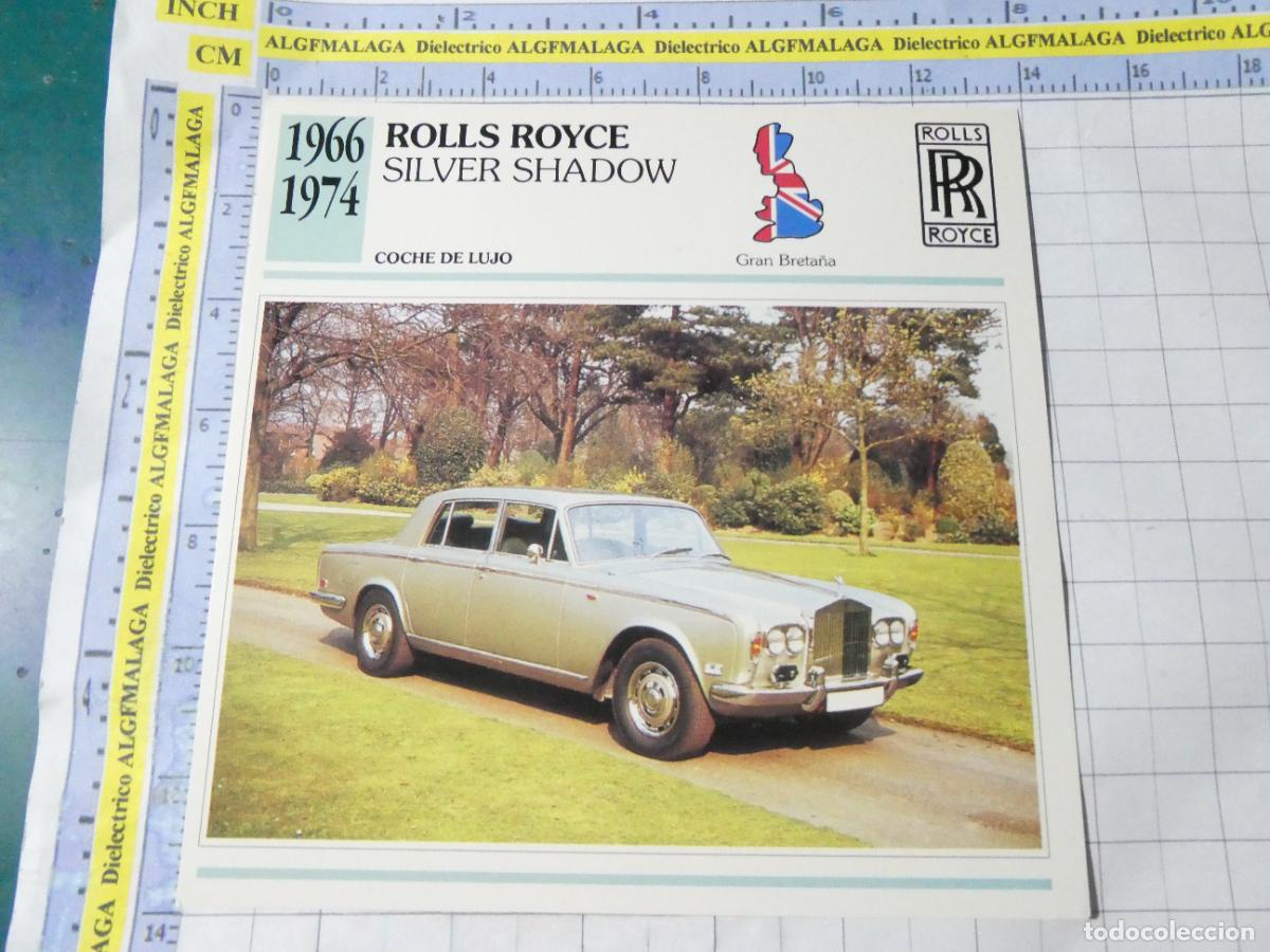 Coches y motocicletas: TARJETA FICHA T&Eacute;CNICA COCHES COLECCI&Oacute;N PLANETA AGOSTINI REINO UNIDO 1966 ROLLS ROYCE SILVER SHA 1160