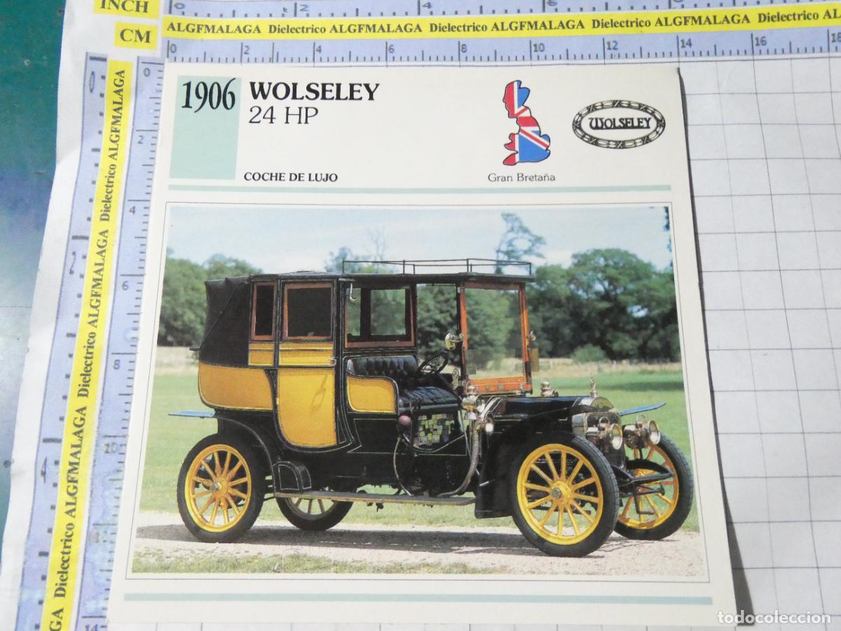 Coches y motocicletas: TARJETA FICHA T&Eacute;CNICA COCHES COLECCI&Oacute;N PLANETA AGOSTINI REINO UNIDO 1906 WOLSELEY 24HP 1162