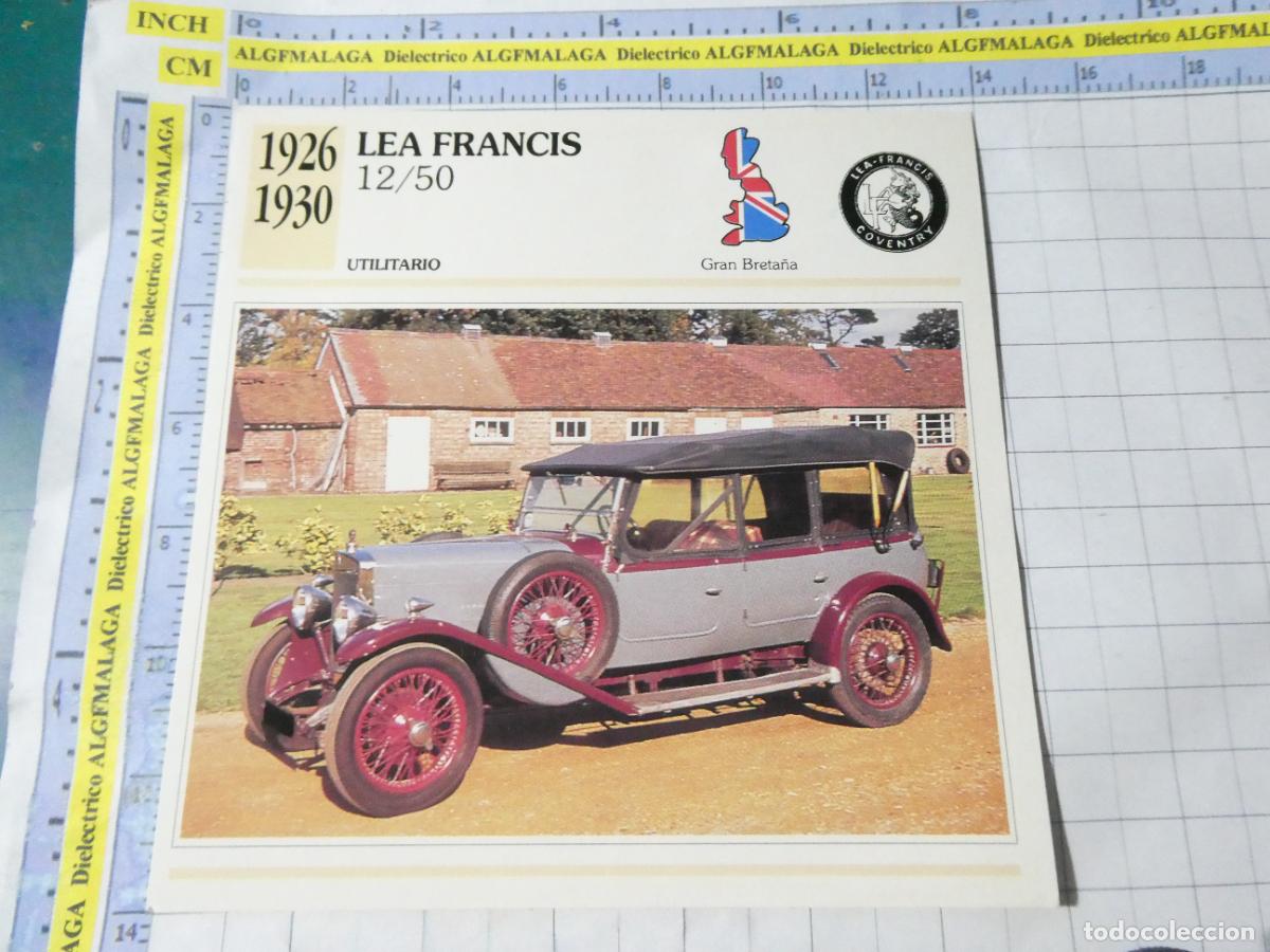 Coches y motocicletas: TARJETA FICHA T&Eacute;CNICA COCHES COLECCI&Oacute;N PLANETA AGOSTINI REINO UNIDO 1926 LEA FRANCIS 12/50 1164