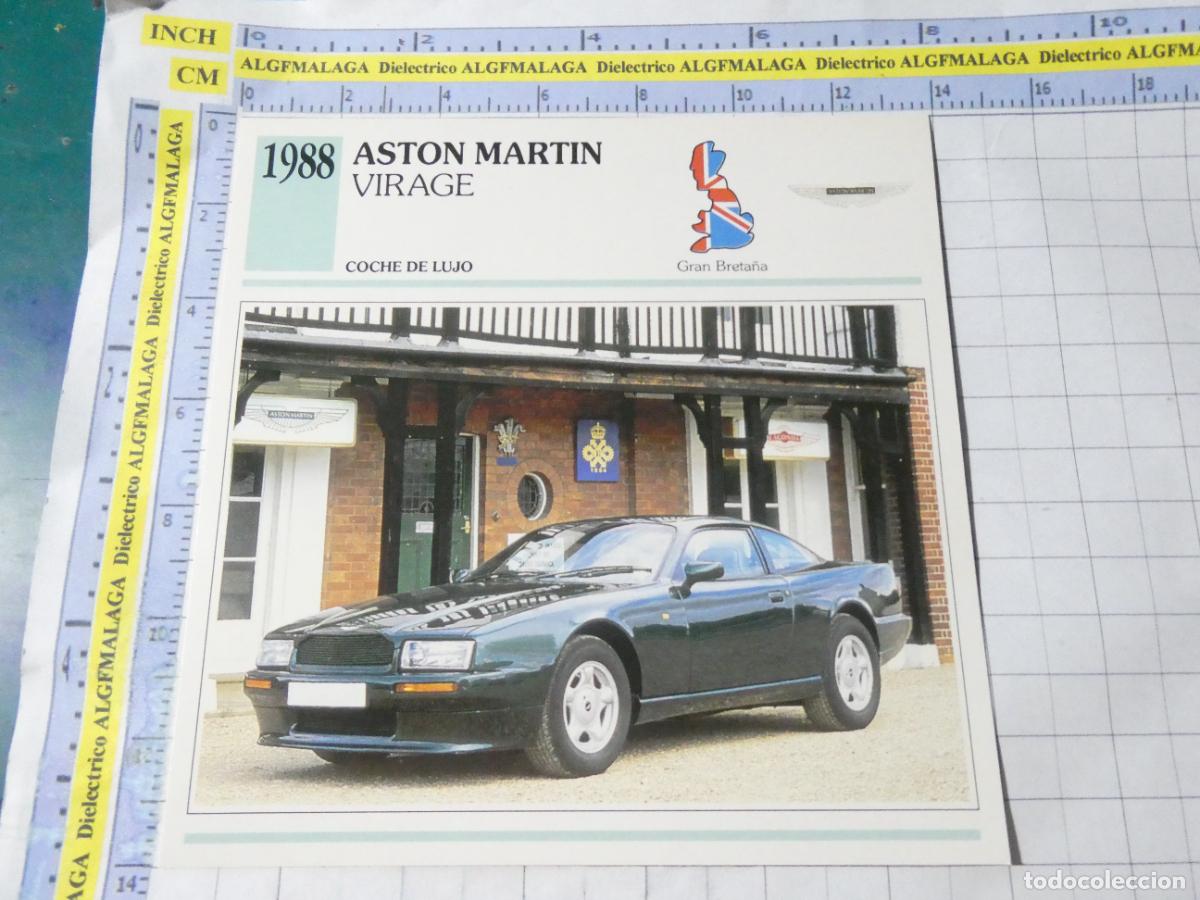 Coches y motocicletas: TARJETA FICHA T&Eacute;CNICA COCHES COLECCI&Oacute;N PLANETA AGOSTINI REINO UNIDO 1988 ASTON MARTIN VIRAGE 1165