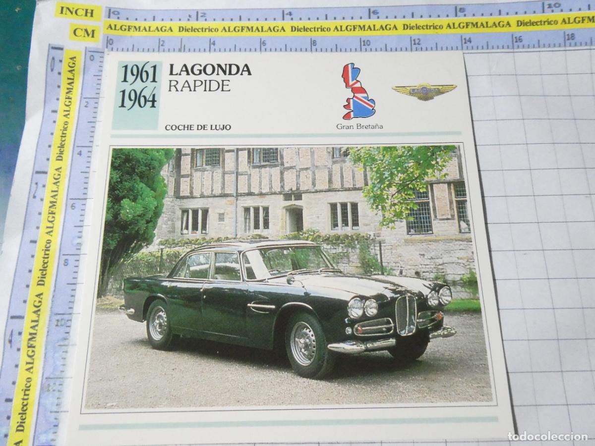 Coches y motocicletas: TARJETA FICHA T&Eacute;CNICA COCHES COLECCI&Oacute;N PLANETA AGOSTINI REINO UNIDO 1961 LAGONDA RAPIDE 1170