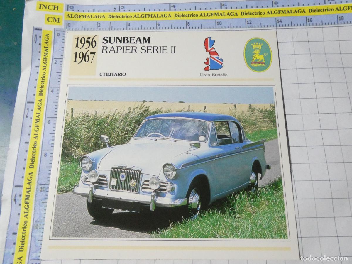 Coches y motocicletas: TARJETA FICHA T&Eacute;CNICA COCHES COLECCI&Oacute;N PLANETA AGOSTINI REINO UNIDO 1956 SUNBEAM RAPIER II 1172