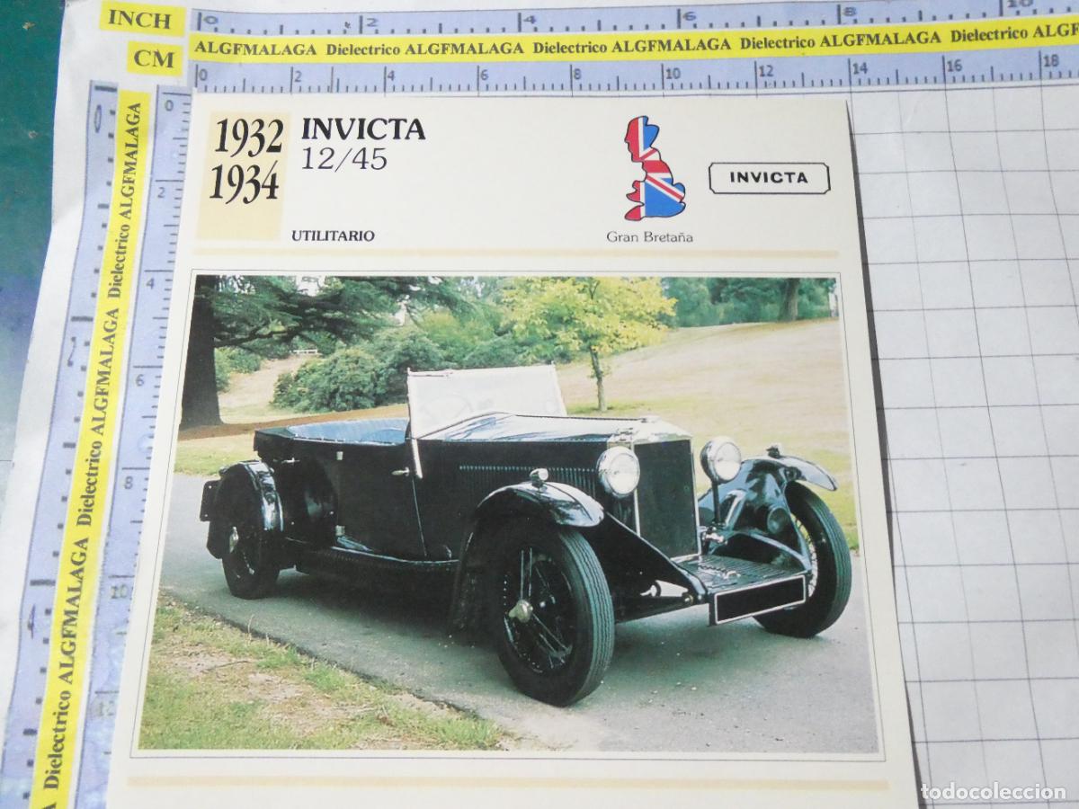 Coches y motocicletas: TARJETA FICHA T&Eacute;CNICA COCHES COLECCI&Oacute;N PLANETA AGOSTINI REINO UNIDO 1932 INVICTA 12/45 1174