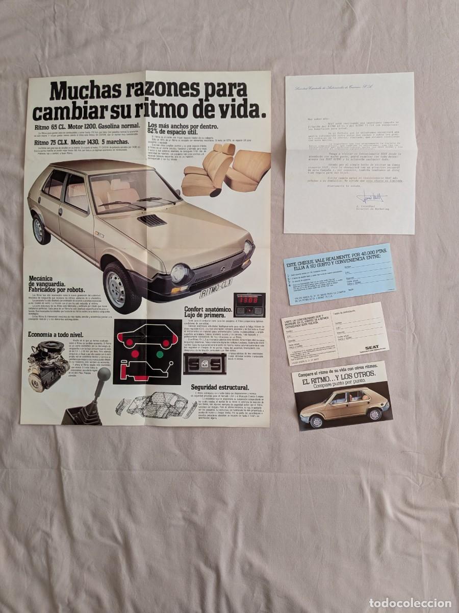 Automobili e Motociclette: Poster catalogo SEAT RITMO 1982 postal carta oficial y cheque promo