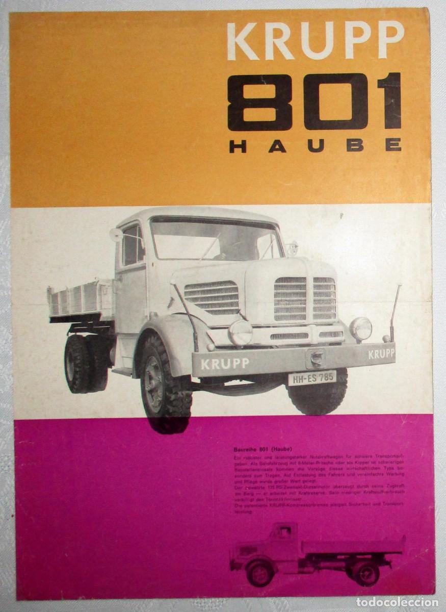 Automobili e Motociclette: HOJA PUBLICITARIA DE CAMI&Oacute;N KRUPP 801 HAUBE. EN ALEM&Aacute;N. ORIGINAL A&Ntilde;OS 50.