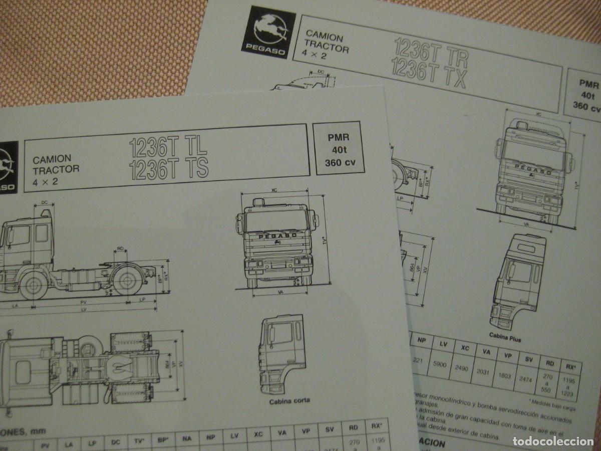 Voitures et Motocyclettes: 2 FICHAS T&Eacute;CNICAS TRACTORA PEGASO TRONER 1236T TL,TS y TR,TX. 1990, LEER DESCRIPCI&Oacute;N