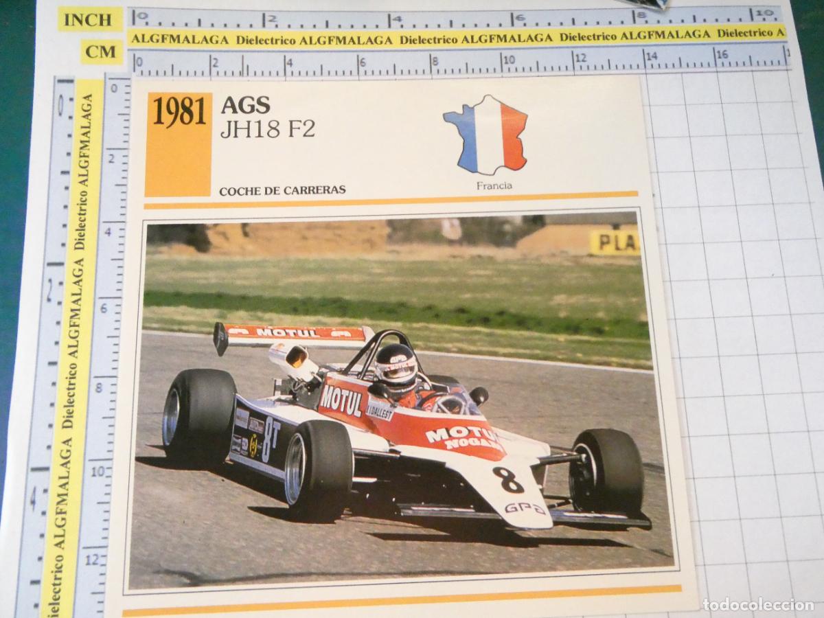 Coches y motocicletas: TARJETA FICHA T&Eacute;CNICA COCHES COLECCI&Oacute;N PLANETA AGOSTINI FRANCIA. 1981 AGS JH18 F2 1176