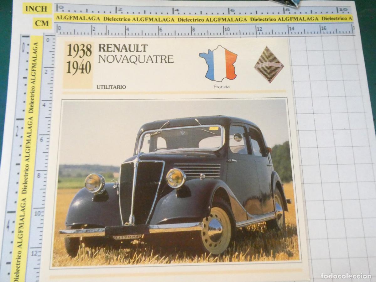 Coches y motocicletas: TARJETA FICHA T&Eacute;CNICA COCHES COLECCI&Oacute;N PLANETA AGOSTINI FRANCIA. 1938 RENAULT NOVAQUATRE 1177