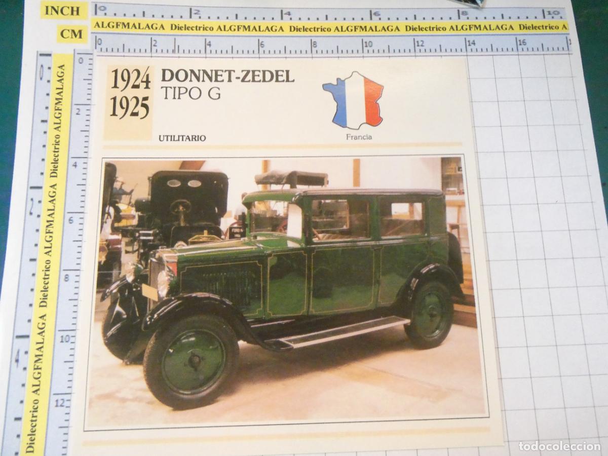 Coches y motocicletas: TARJETA FICHA T&Eacute;CNICA COCHES COLECCI&Oacute;N PLANETA AGOSTINI FRANCIA. 1924 DONNET ZEDEL GE 1178