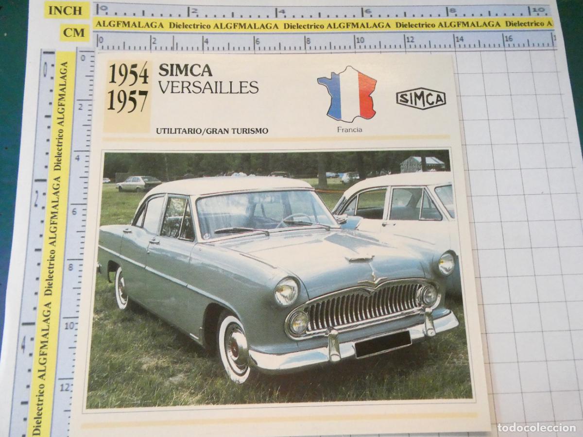 Coches y motocicletas: TARJETA FICHA T&Eacute;CNICA COCHES COLECCI&Oacute;N PLANETA AGOSTINI FRANCIA. 1954 SIMCA VERSAILLES 1181