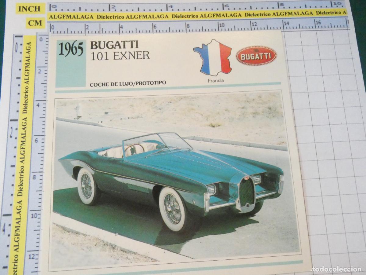 Coches y motocicletas: TARJETA FICHA T&Eacute;CNICA COCHES COLECCI&Oacute;N PLANETA AGOSTINI FRANCIA. 1965 BUGATTI 101 EXNER 1189