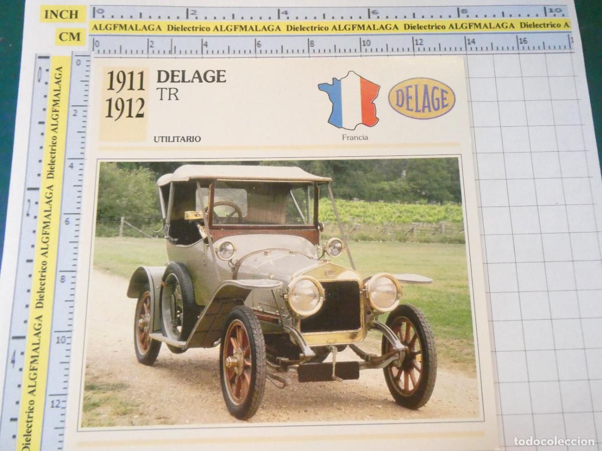Coches y motocicletas: TARJETA FICHA T&Eacute;CNICA COCHES COLECCI&Oacute;N PLANETA AGOSTINI FRANCIA. 1911 DELAGE TR 1190