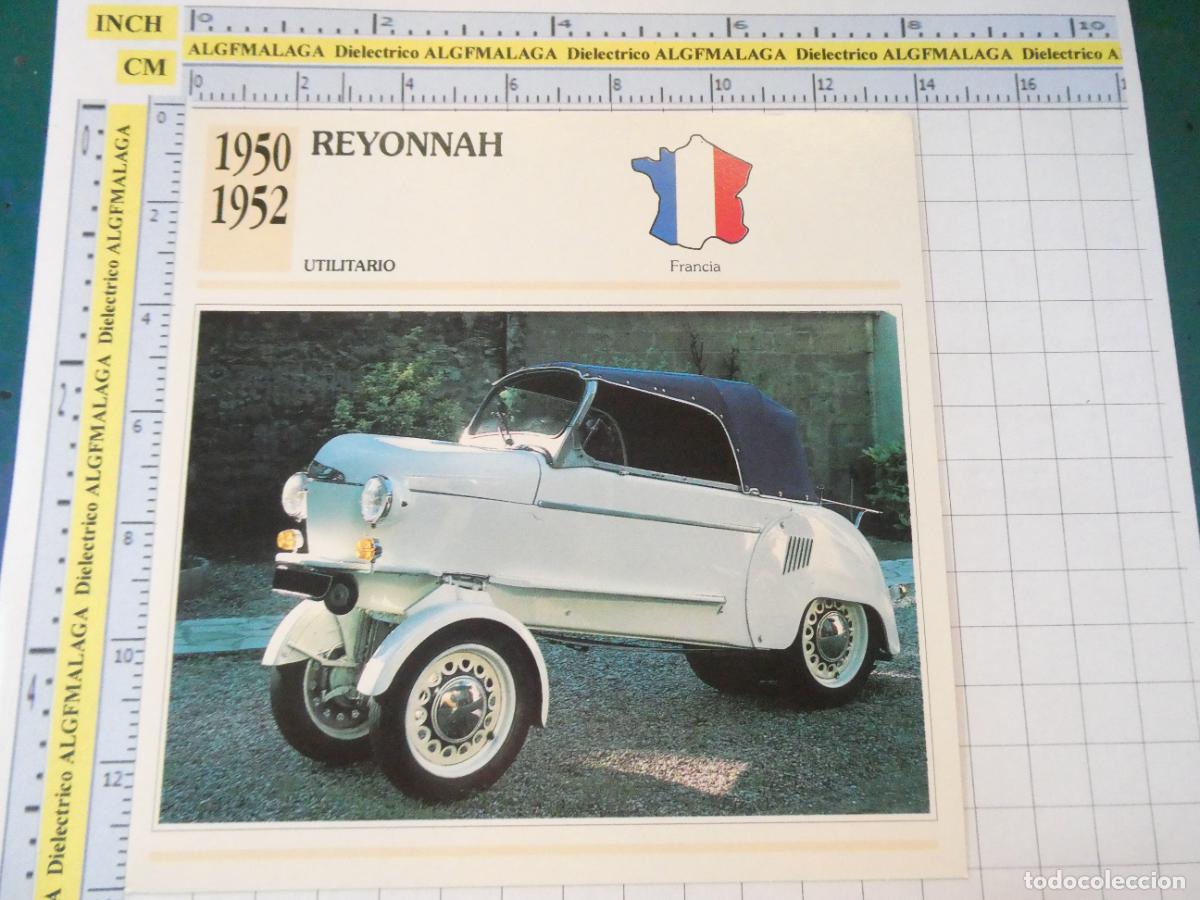 Coches y motocicletas: TARJETA FICHA T&Eacute;CNICA COCHES COLECCI&Oacute;N PLANETA AGOSTINI FRANCIA. 1950 REYONNAH 1191