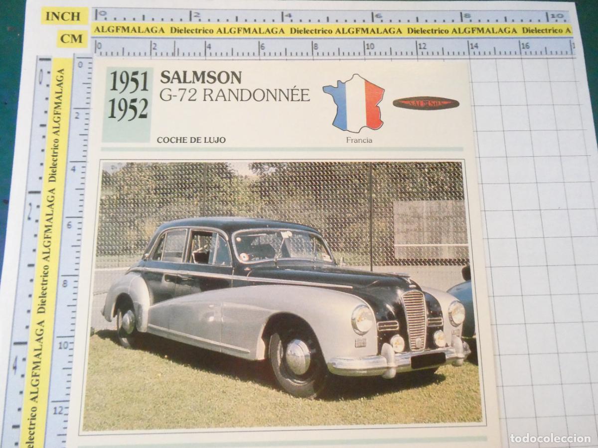 Coches y motocicletas: TARJETA FICHA T&Eacute;CNICA COCHES COLECCI&Oacute;N PLANETA AGOSTINI FRANCIA. 1951 SALMSON G72 RANDONN&Eacute;E 1192