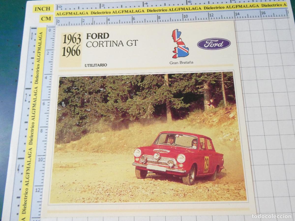 Coches y motocicletas: TARJETA FICHA T&Eacute;CNICA COCHES COLECCI&Oacute;N PLANETA AGOSTINI REINO UNIDO. 1963 FORD CORTINA GT 1202