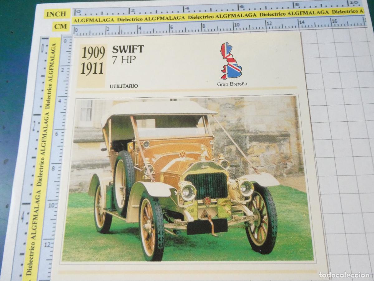 Coches y motocicletas: TARJETA FICHA T&Eacute;CNICA COCHES COLECCI&Oacute;N PLANETA AGOSTINI REINO UNIDO. 1909 SWIFT 7 HP 1204