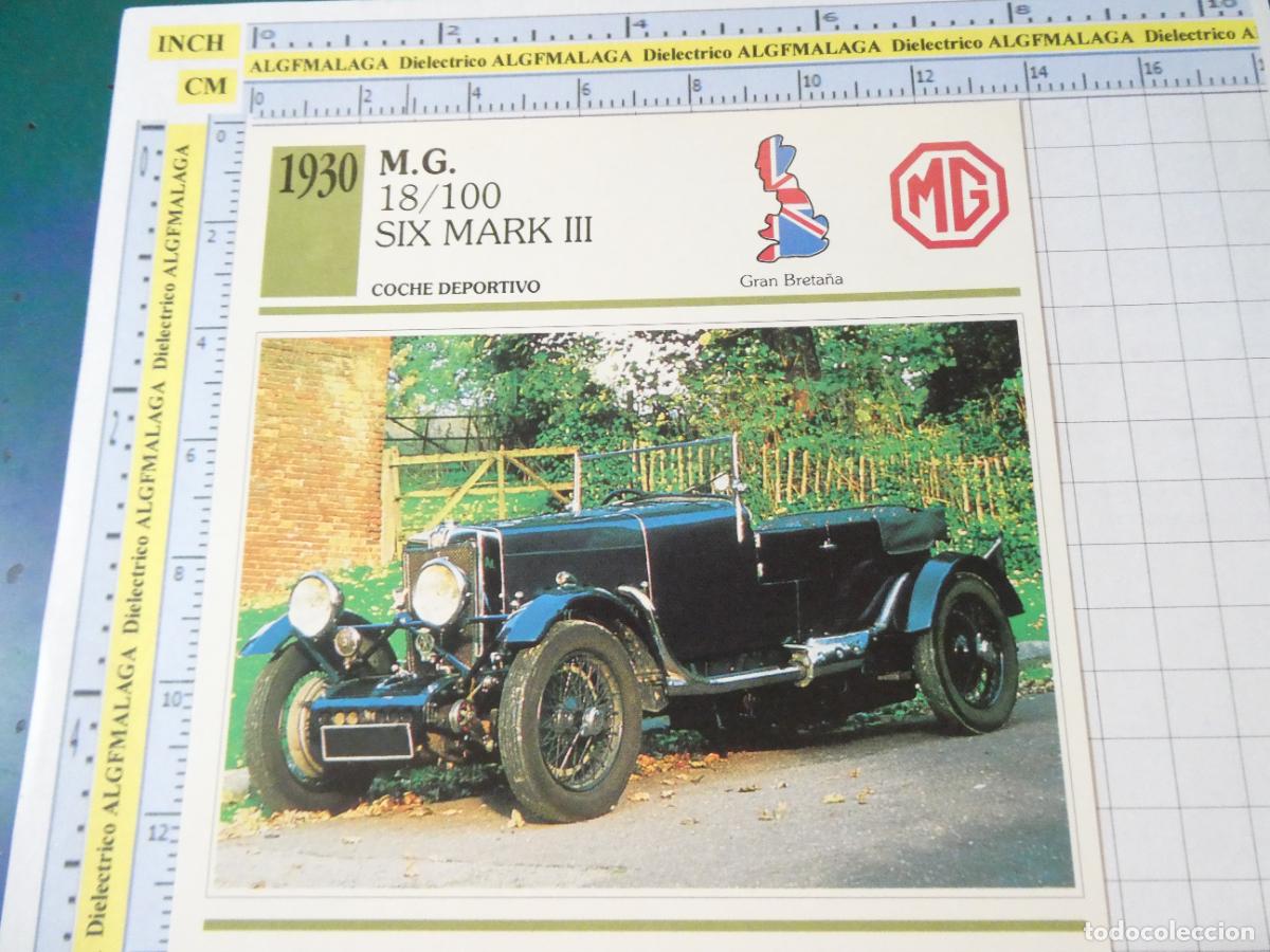 Coches y motocicletas: TARJETA FICHA T&Eacute;CNICA COCHES COLECCI&Oacute;N PLANETA AGOSTINI REINO UNIDO. 1930 MG 18/100 SIX MARK 1205