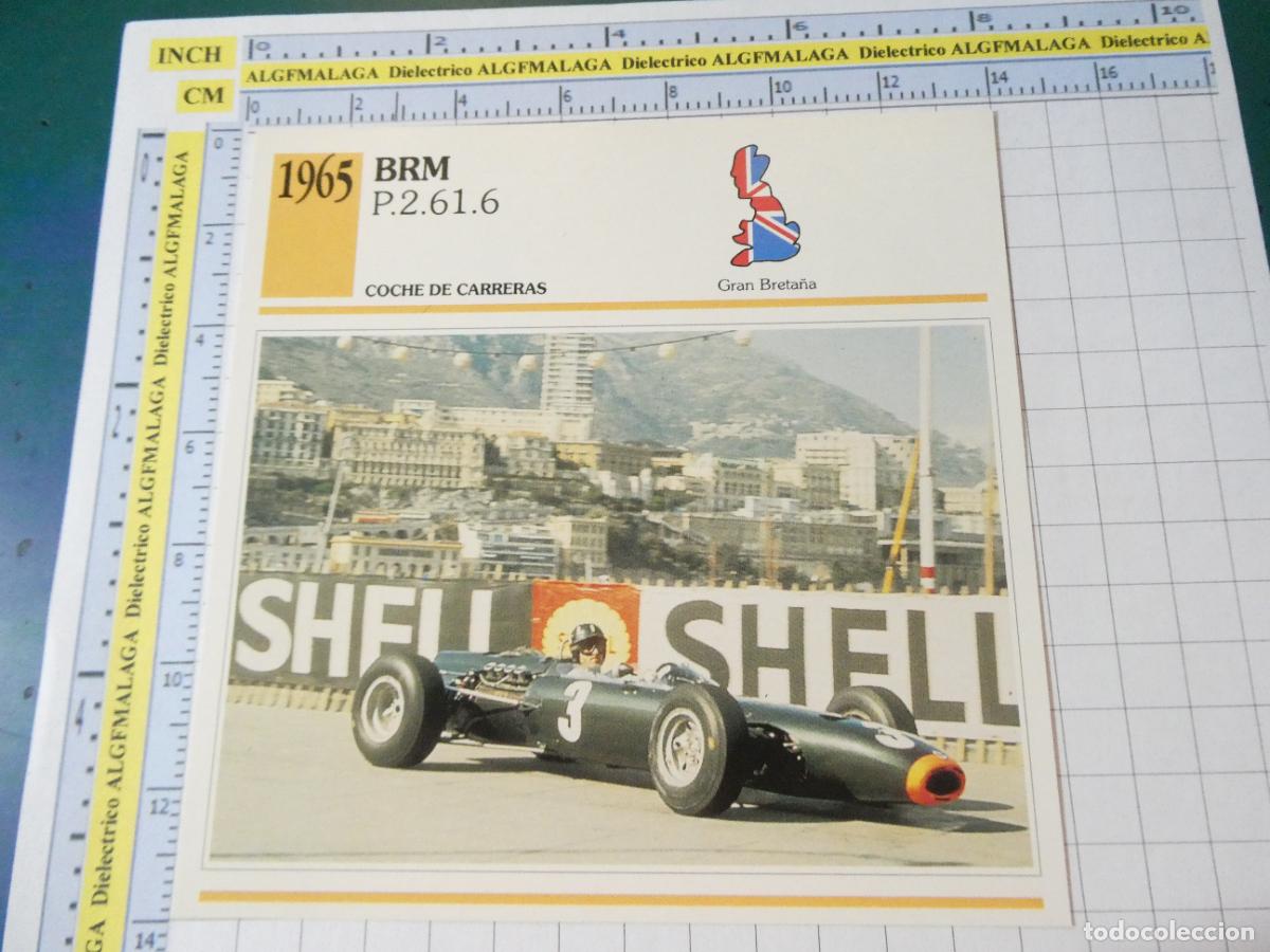 Coches y motocicletas: TARJETA FICHA T&Eacute;CNICA COCHES COLECCI&Oacute;N PLANETA AGOSTINI REINO UNIDO. 1965 BRM P.2.61.6 1206