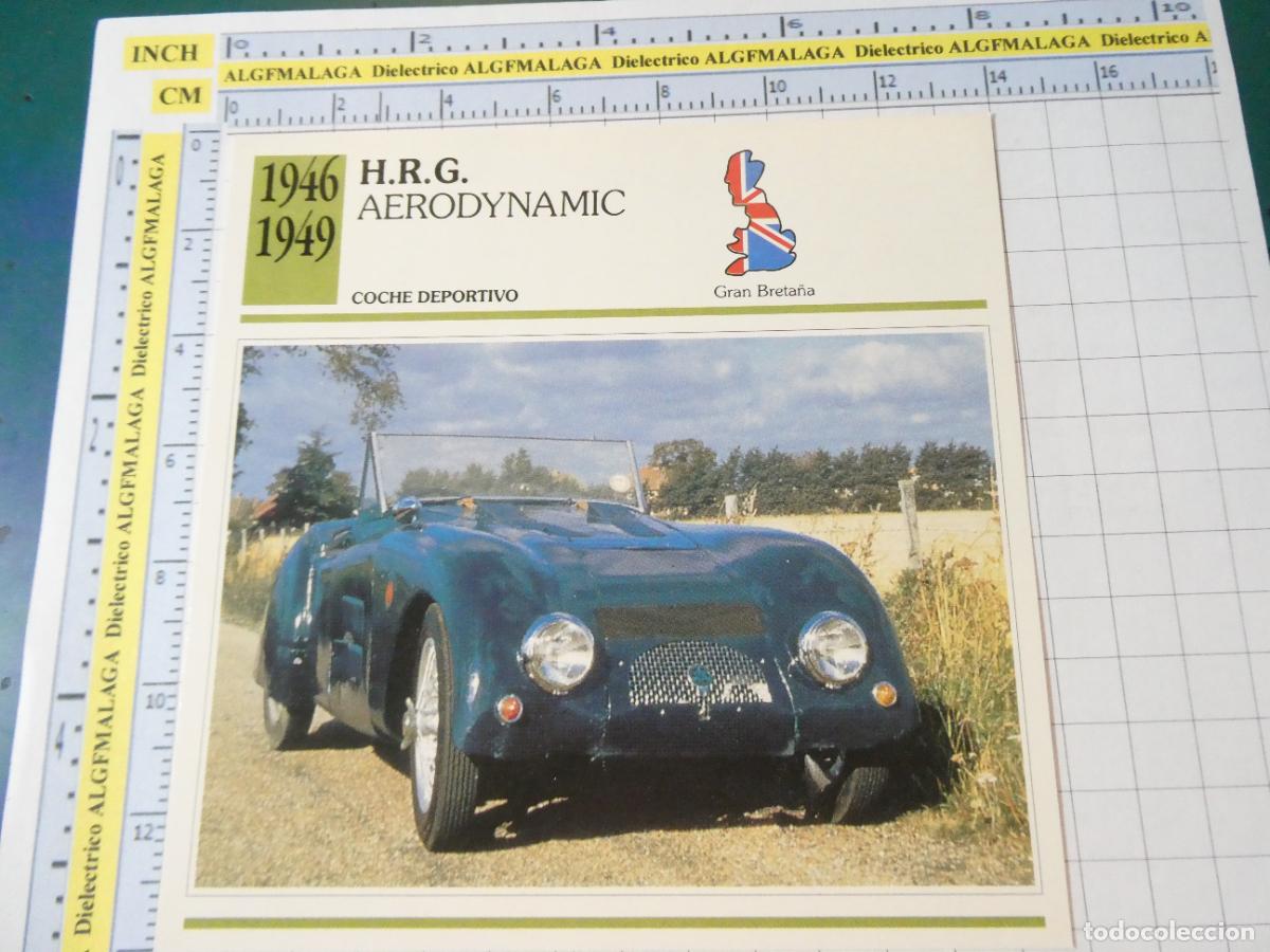 Coches y motocicletas: TARJETA FICHA T&Eacute;CNICA COCHES COLECCI&Oacute;N PLANETA AGOSTINI REINO UNIDO. 1946 HRG AERODYNAMIC 1207