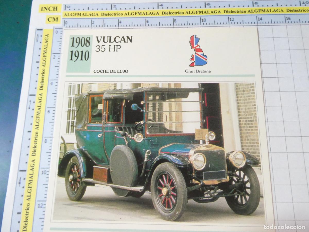 Coches y motocicletas: TARJETA FICHA T&Eacute;CNICA COCHES COLECCI&Oacute;N PLANETA AGOSTINI REINO UNIDO. 1908 VULCAN 35HP 1209