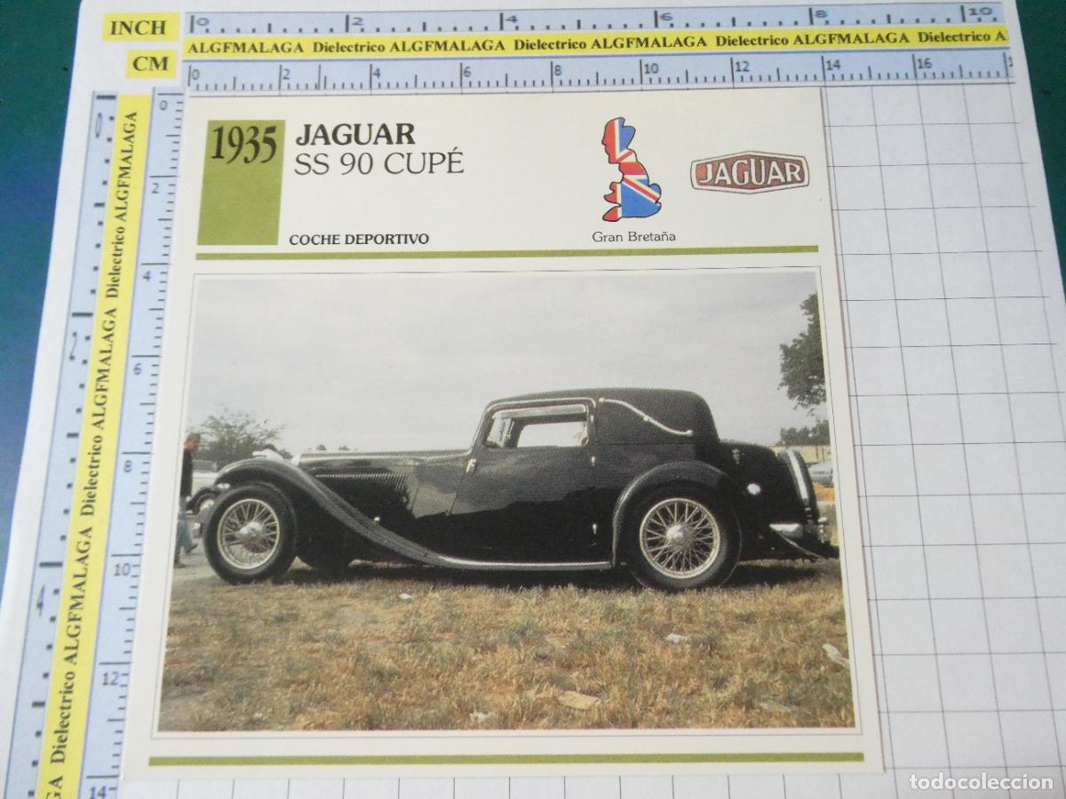 Coches y motocicletas: TARJETA FICHA T&Eacute;CNICA COCHES COLECCI&Oacute;N PLANETA AGOSTINI REINO UNIDO. 1935 JAGUAR SS 90 CUP&Eacute; 1215
