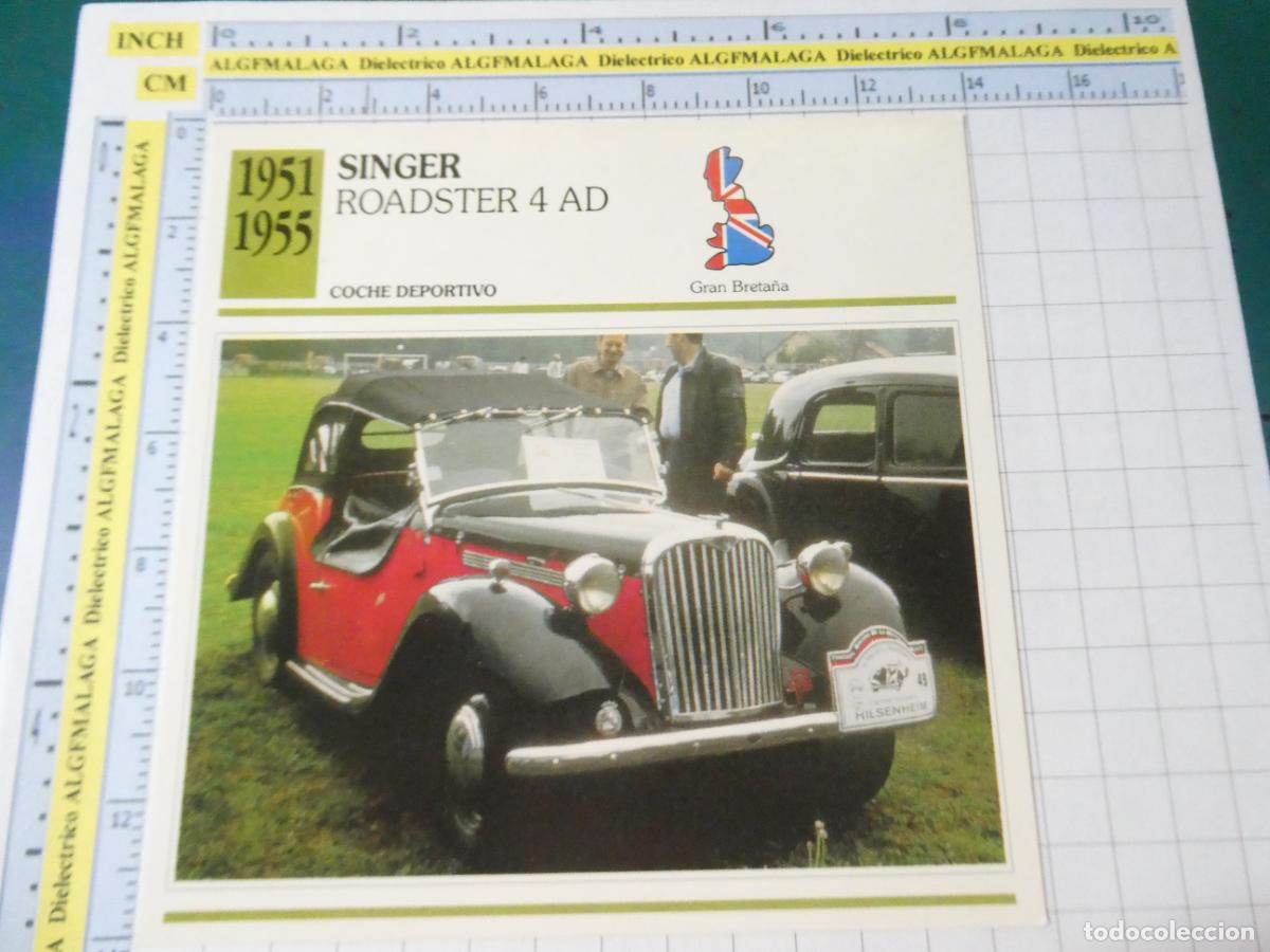 Coches y motocicletas: TARJETA FICHA T&Eacute;CNICA COCHES COLECCI&Oacute;N PLANETA AGOSTINI REINO UNIDO. 1951 SINGER ROADSTER 4 AD 1216