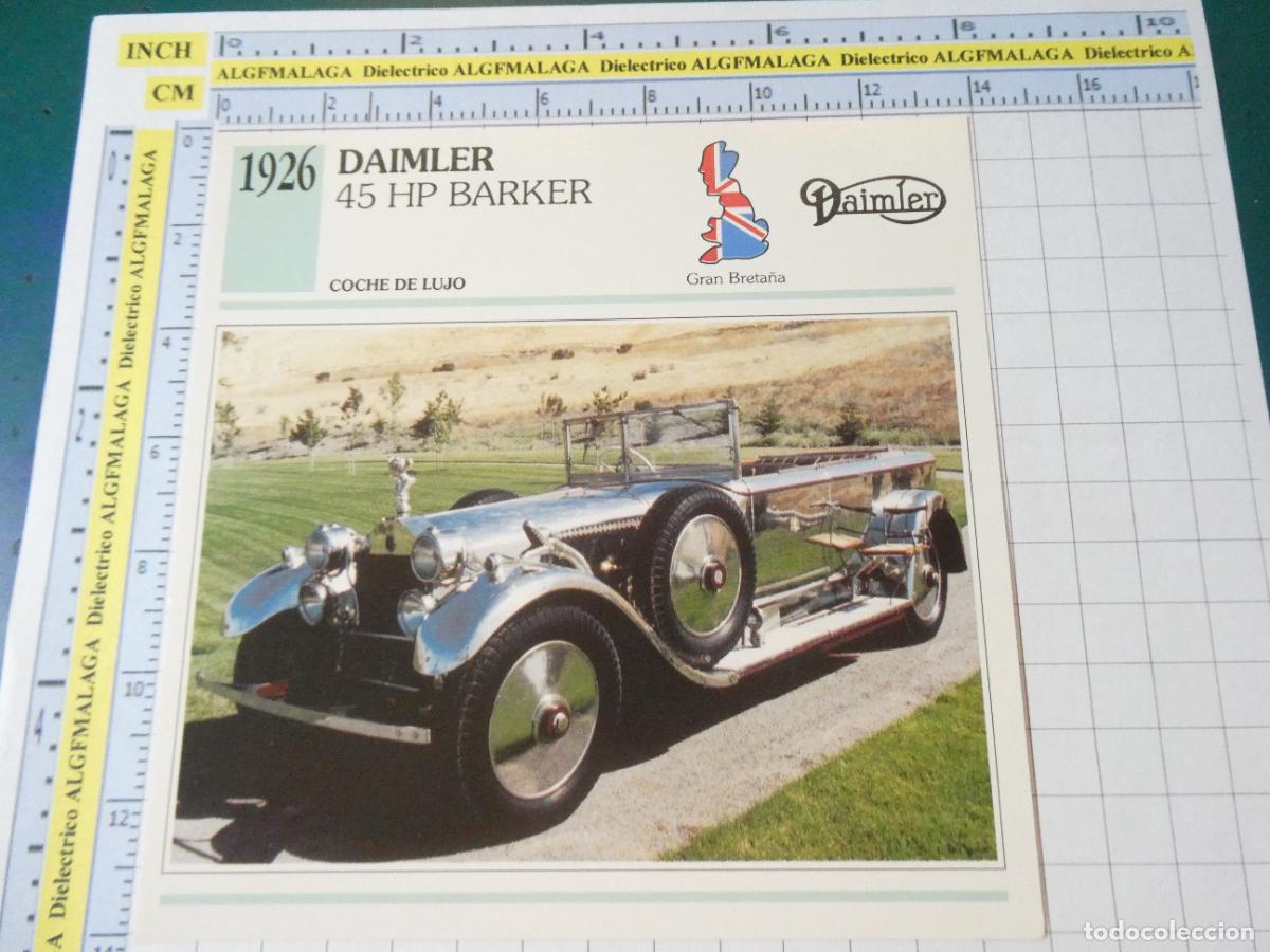 Coches y motocicletas: TARJETA FICHA T&Eacute;CNICA COCHES COLECCI&Oacute;N PLANETA AGOSTINI REINO UNIDO. 1926 DAIMLER 45 HP BARKER 1219