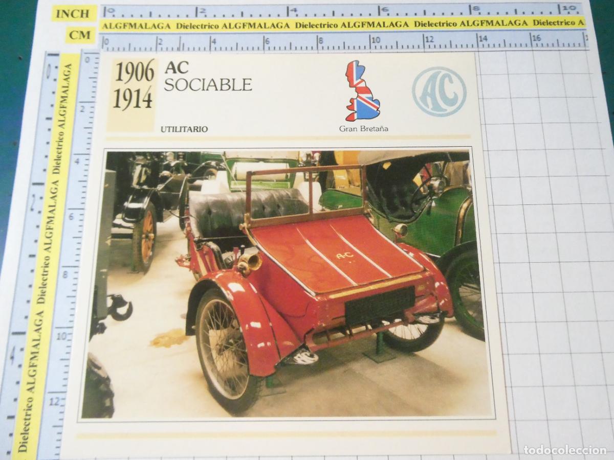 Coches y motocicletas: TARJETA FICHA T&Eacute;CNICA COCHES COLECCI&Oacute;N PLANETA AGOSTINI REINO UNIDO. 1906 AC SOCIABLE 1221