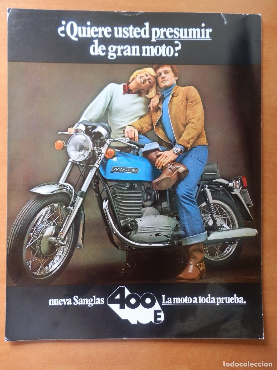 Coches y motocicletas: FOLLETO PUBLICIDAD MOTO NUEVA SANGLAS 400E. A&Ntilde;O 1973 MIDE 27,50 X 21,20 cm