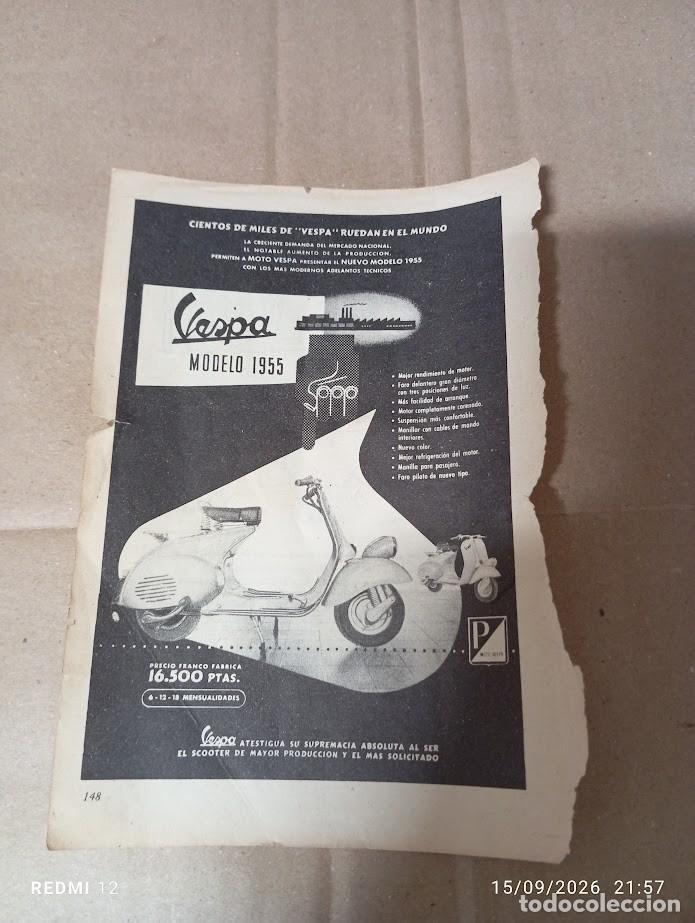 Coches y motocicletas: RECORTE VESPA 1955 / 16.500 PTAS ESPA&Ntilde;A