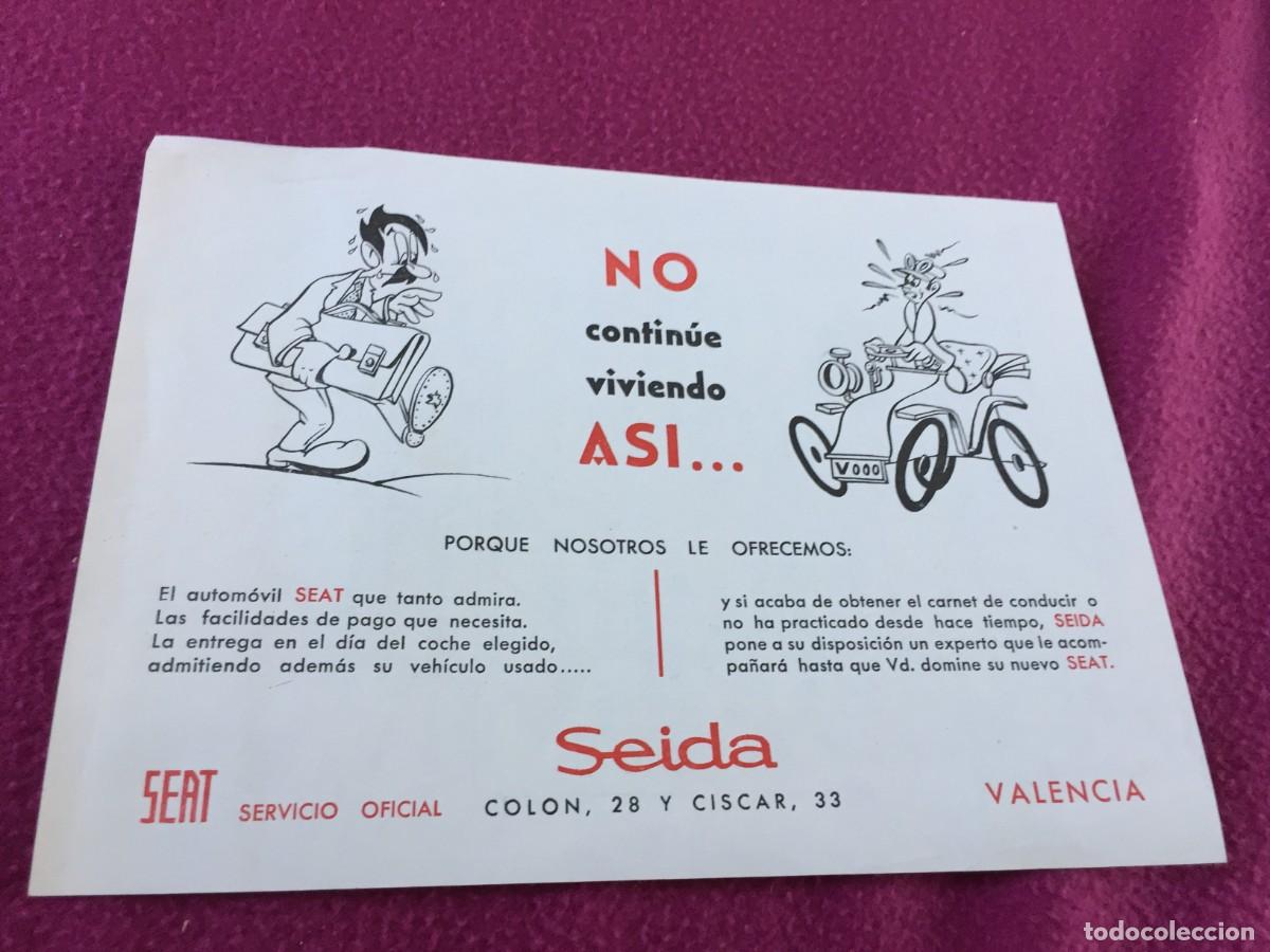 Coches y motocicletas: HOJA ORIGINAL DE PUBLICIDAD DE COCHES SEAT CON SUS PRECIOS - A&Ntilde;OS 60/70 - SEIDA - VALENCIA S.OFICIAL