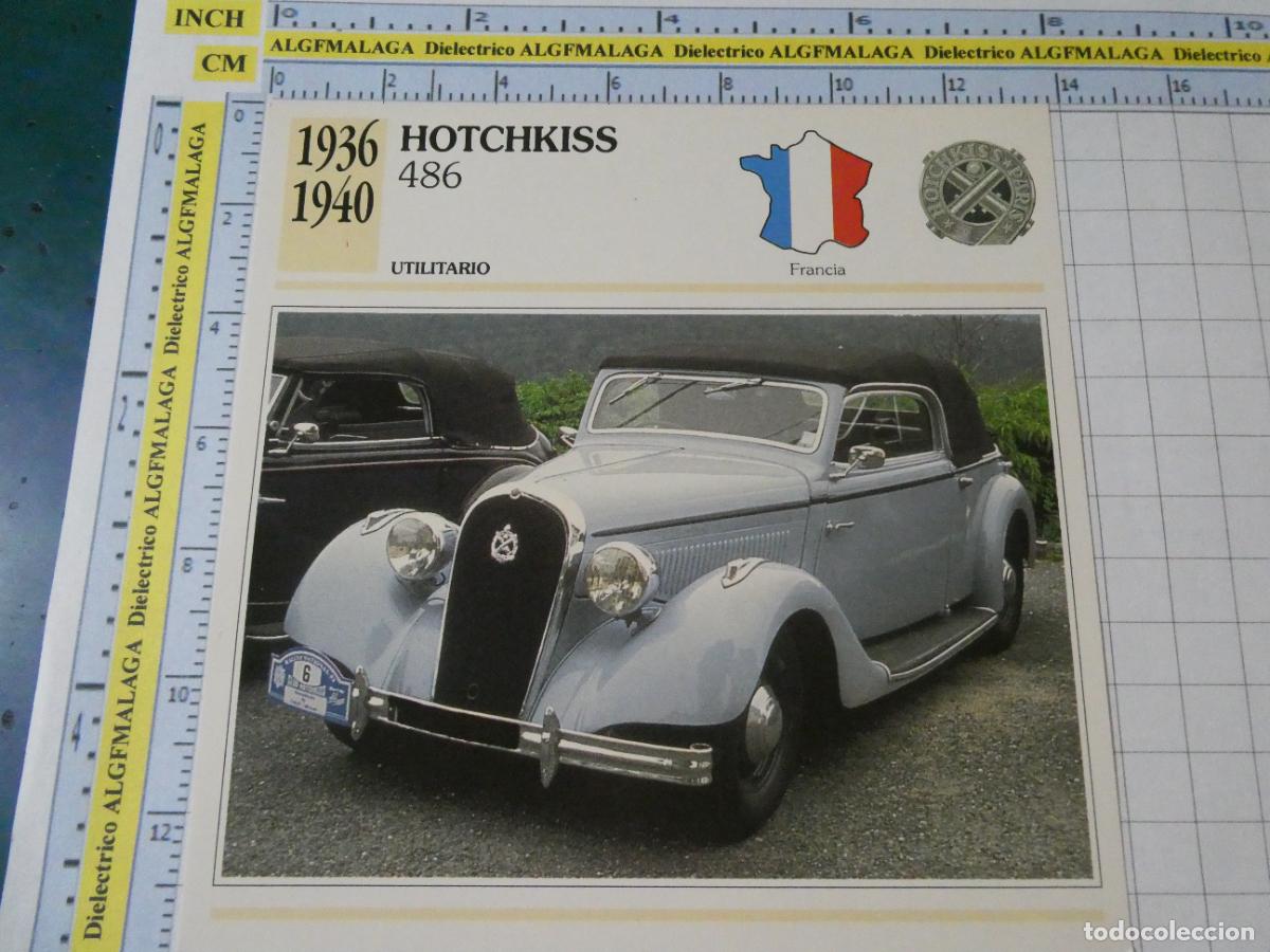 Coches y motocicletas: TARJETA FICHA T&Eacute;CNICA COCHES COLECCI&Oacute;N PLANETA AGOSTINI FRANCIA 1936 HOTCHKISS 486 1231