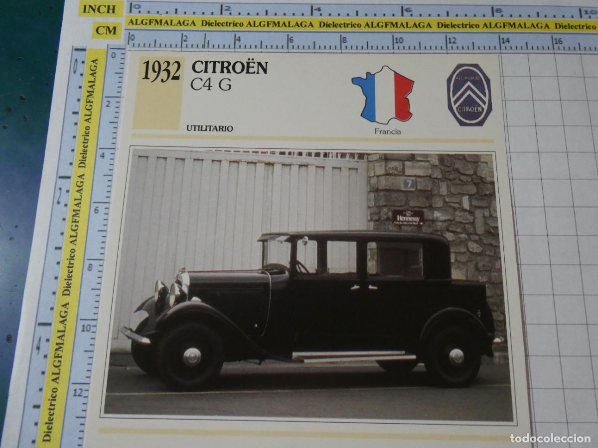 Coches y motocicletas: TARJETA FICHA T&Eacute;CNICA COCHES COLECCI&Oacute;N PLANETA AGOSTINI FRANCIA 1932 CITROEN C4 G 1233