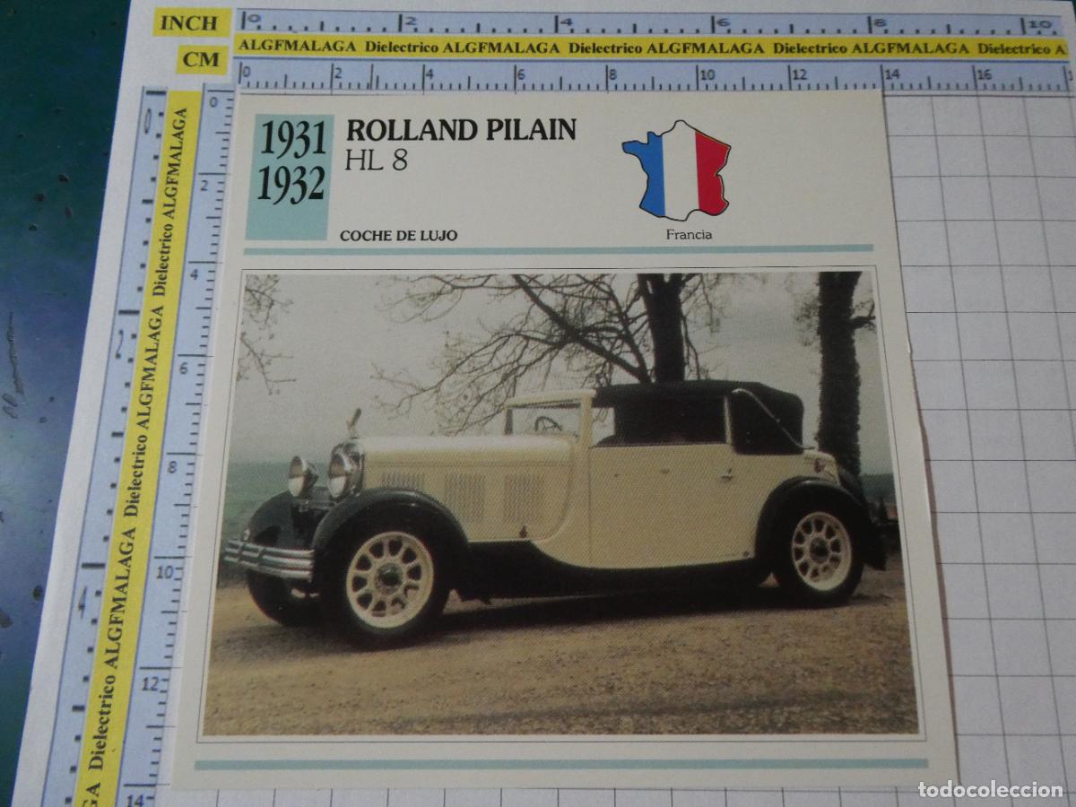Coches y motocicletas: TARJETA FICHA T&Eacute;CNICA COCHES COLECCI&Oacute;N PLANETA AGOSTINI FRANCIA 1931 ROLLAND PILAIN HL 8 1235