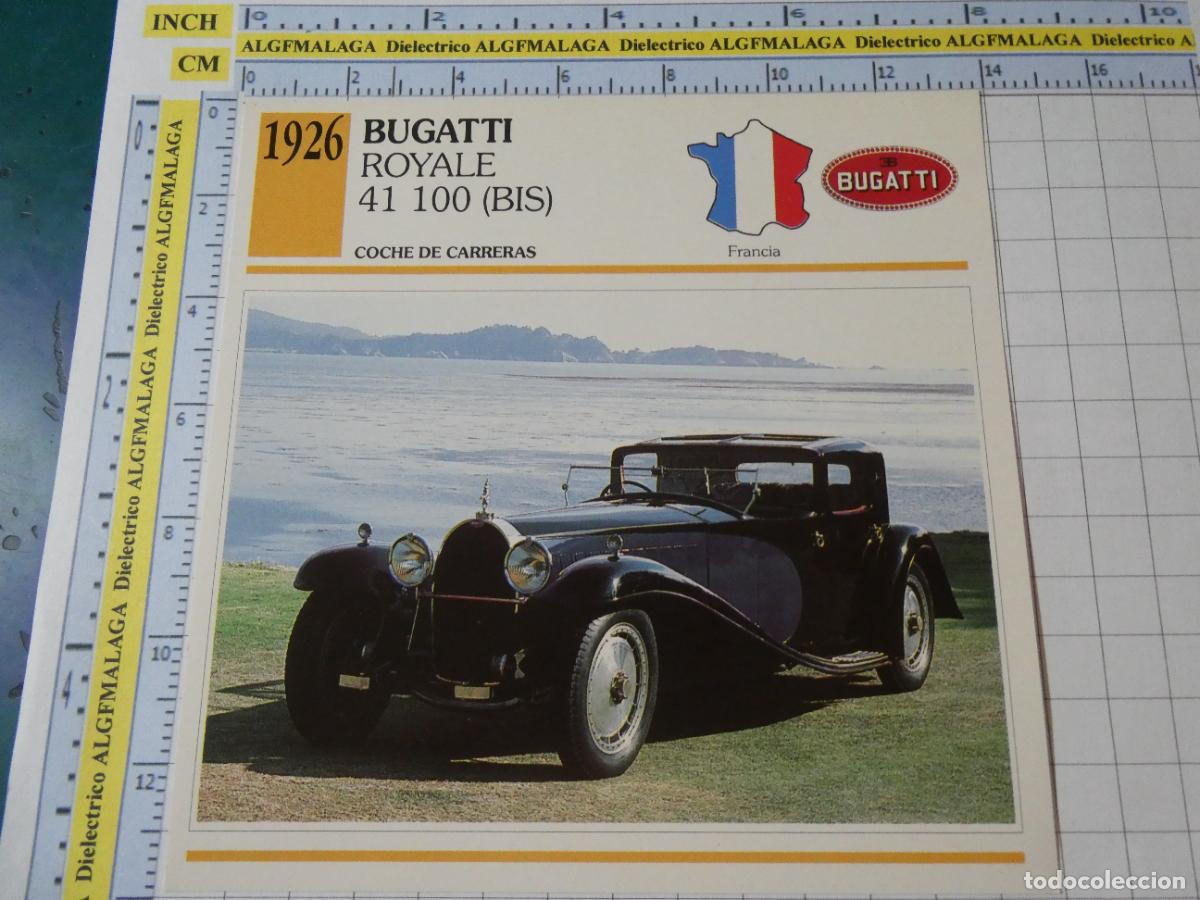 Coches y motocicletas: TARJETA FICHA T&Eacute;CNICA COCHES COLECCI&Oacute;N PLANETA AGOSTINI FRANCIA 1926 BUGATTI ROYALE 41 100 1236