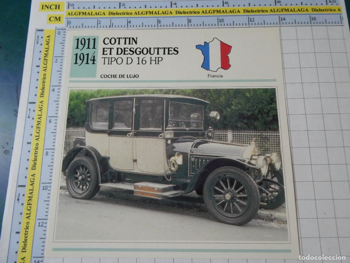 Cars and Motorcycles: TARJETA FICHA T&Eacute;CNICA COCHES COLECCI&Oacute;N PLANETA AGOSTINI FRANCIA 1911 COTTIN ET DESGOUTTES 1238