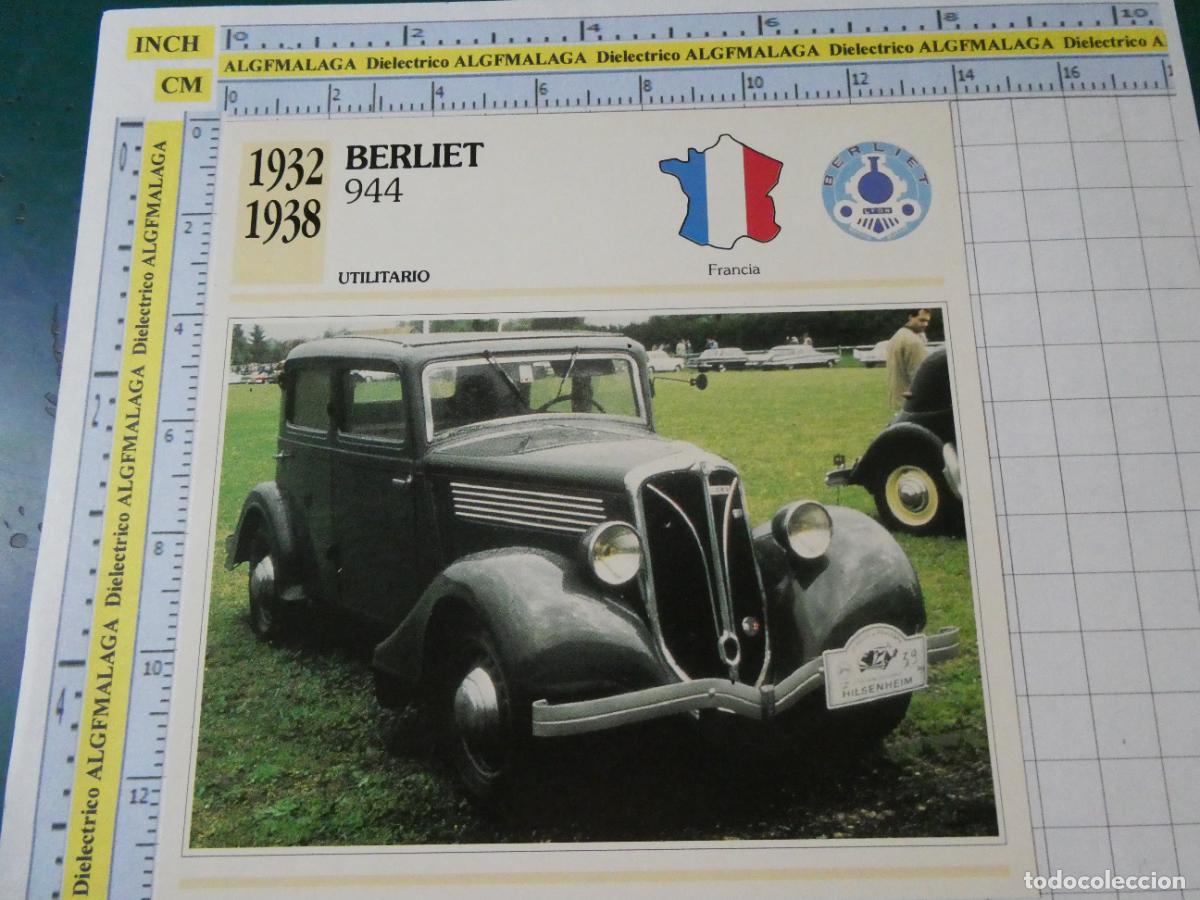Cars and Motorcycles: TARJETA FICHA T&Eacute;CNICA COCHES COLECCI&Oacute;N PLANETA AGOSTINI FRANCIA 1932 BERLIET 944 1240