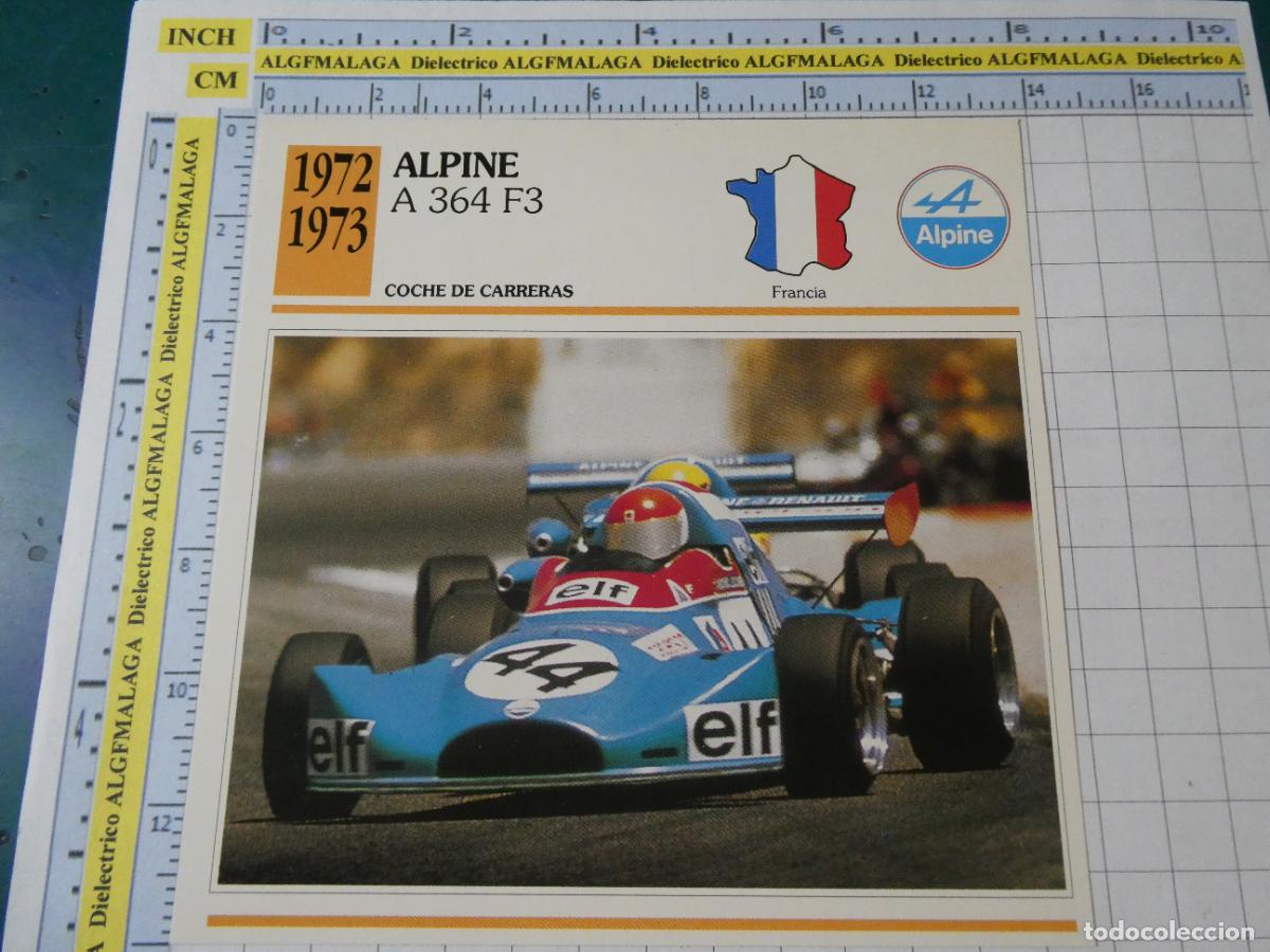 Cars and Motorcycles: TARJETA FICHA T&Eacute;CNICA COCHES COLECCI&Oacute;N PLANETA AGOSTINI FRANCIA 1972 ALPINE A 364 F3 1241