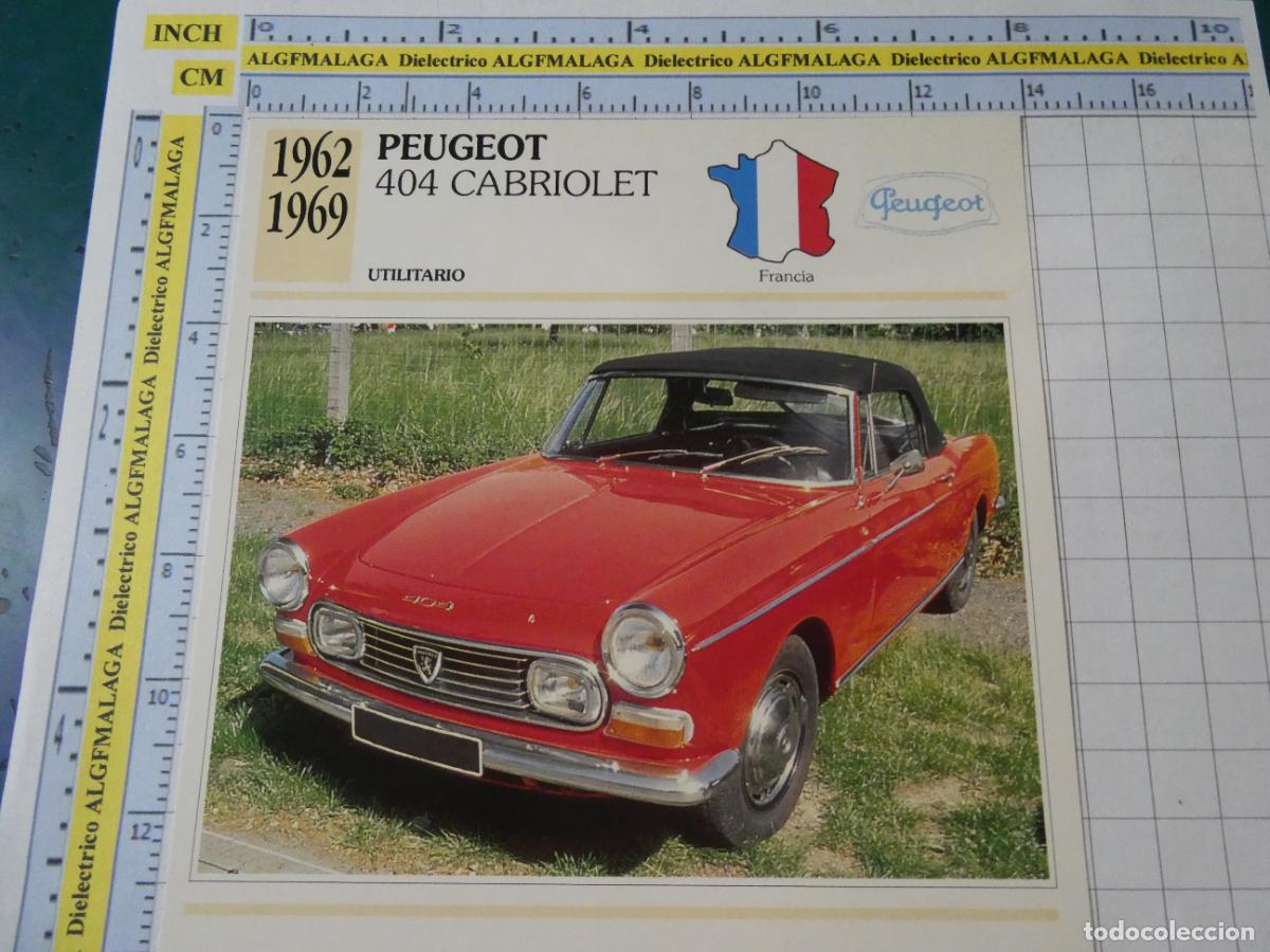 Coches y motocicletas: TARJETA FICHA T&Eacute;CNICA COCHES COLECCI&Oacute;N PLANETA AGOSTINI FRANCIA 1962 PEUGEOT 404 CABRIOLET 1245