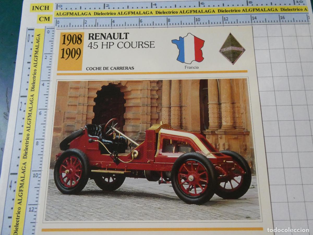 Coches y motocicletas: TARJETA FICHA T&Eacute;CNICA COCHES COLECCI&Oacute;N PLANETA AGOSTINI FRANCIA 1908 RENAULT 45HP COURSE 1246
